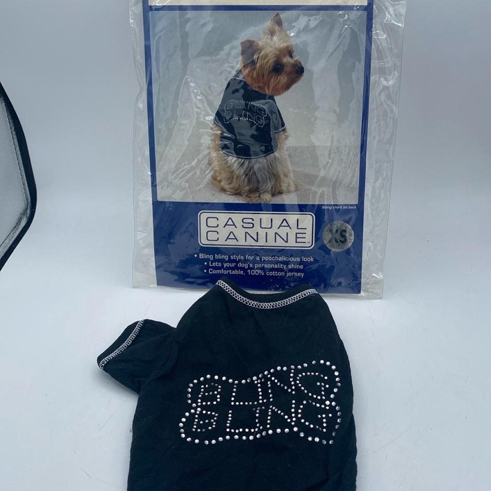 Casual Canine dog Bling Bling black Tee T shirt sz XS
